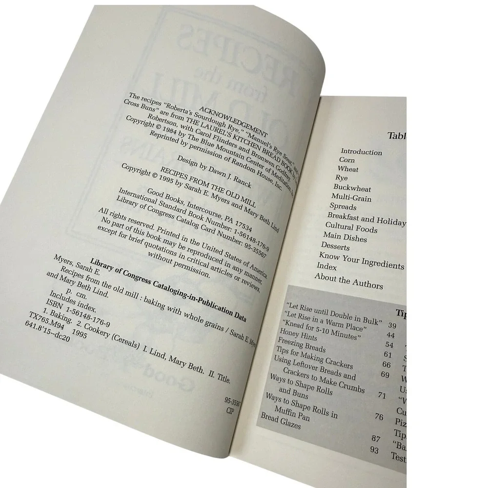 Recipes from the Old Mill Baking with Whole Grains Cookbook 1995 Cottagecore